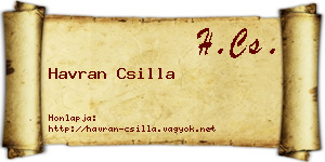 Havran Csilla névjegykártya